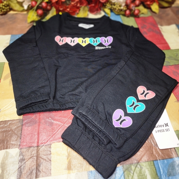 Hurley Girls' Fleece Crew and Jogger Set - Picture 8 of 13